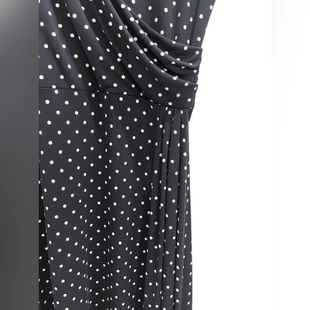 Talbots Polka Dots Ruched Midi Dress Navy Blue & White Woman’s Size XL - Picture 7 of 11